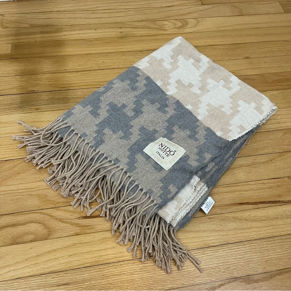 Nido Notte Throw Blanket Cotton Blend 102x62 Multicolor Made In Italy Fringed